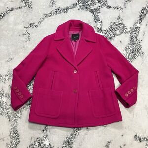 Talbots Pink Wool Blend Coat Womens Size 12 Classic Button Front Jacket